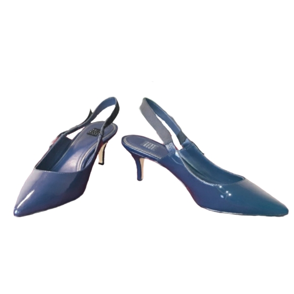 White House Black Market Navy Blue Heels - Picture 1 of 16